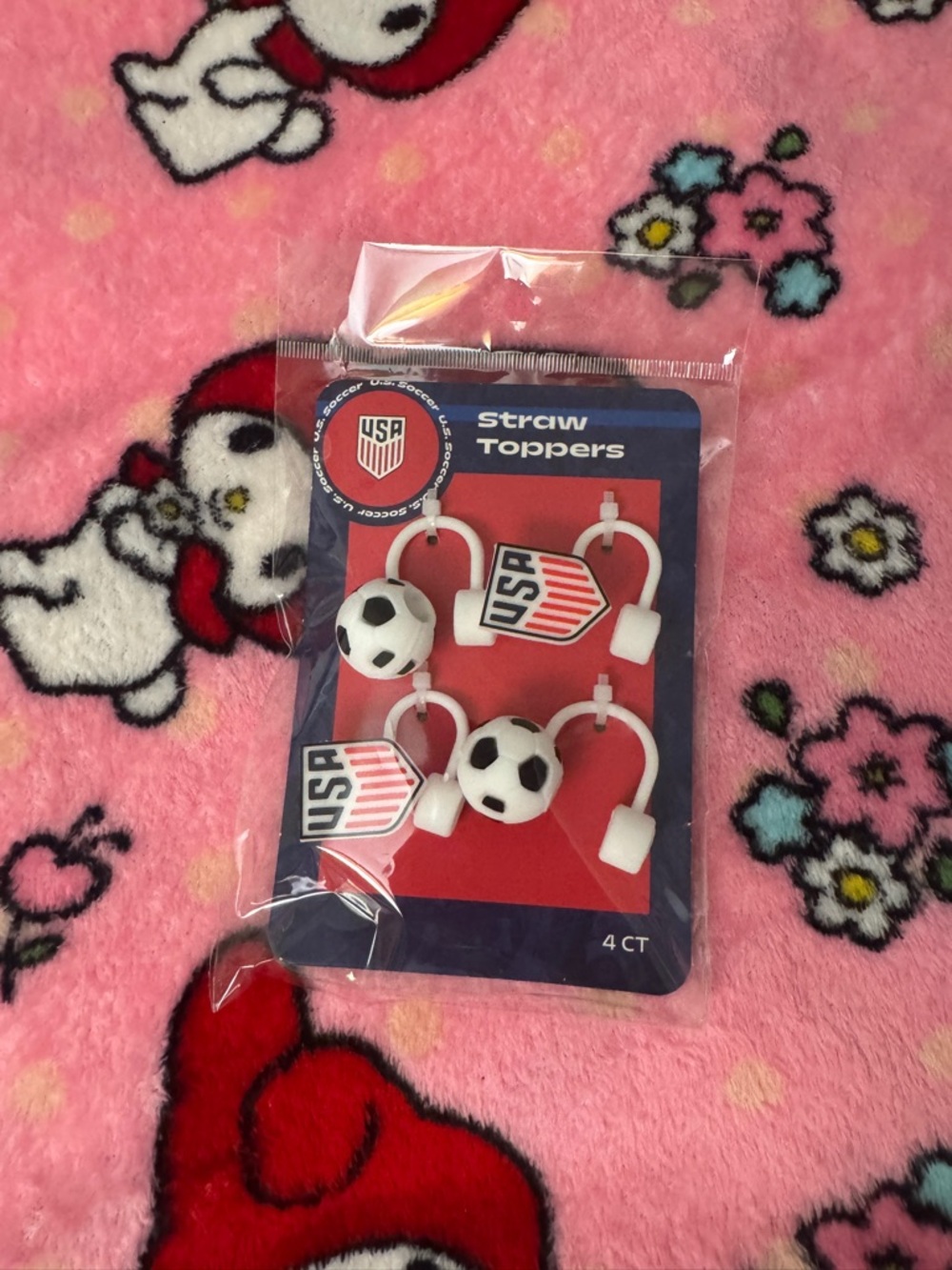 USA Soccer Straw Toppers - Soccer Ball & Crest 4-Pack Brand new